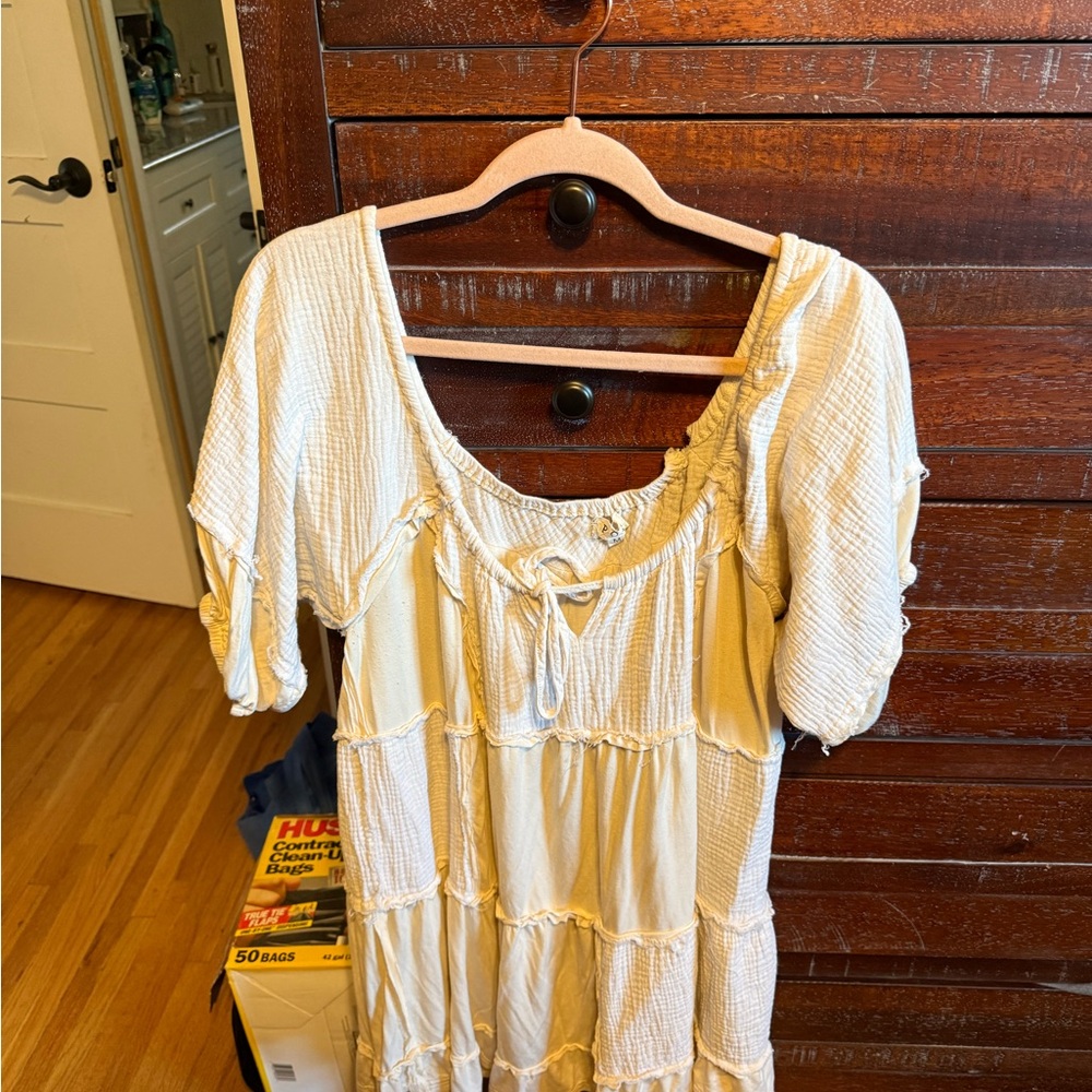 POL Cream Textured Tunic Top